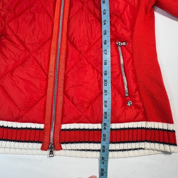 Walbusch Vintage Knit Quilted Puffer Jacket Red Cotton Cashmere Women's US 10 - Picture 10 of 16